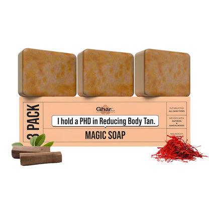 Soaps Sandalwood & Saffron Magic Soaps For Bath (300 Gms Pack Of 3) | Paraben Free  Skin Brightening Soap For Men & Women